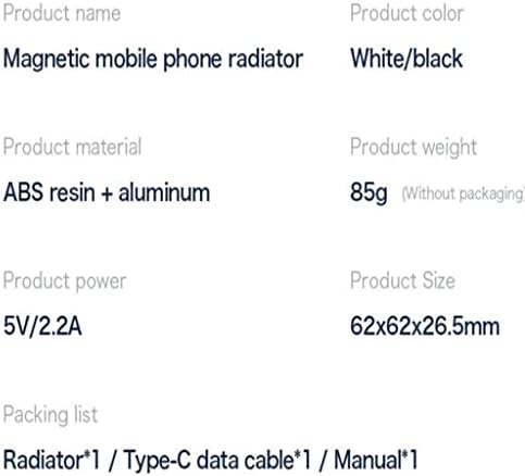 Радиатор мобилен телефон ALSMD, Охладител за мобилен телефон, Преносим Игри радиатор с мощност 15 W, охлаждащ плача за игра телефон (Цвят: D, размер: 1)