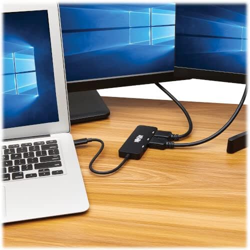 Адаптер за HDMI Трип Lite USB-C за три монитора, за Windows и MacBook Pro, 4K при 60 Hz, единния изход 4: 4: 4 / двоен изход 30 Hz, 7.1-канален звук, HDCP 2.2, HDR, DP 1.4 в режим на Alt, гаранция 3 години (U444-3H-MST)
