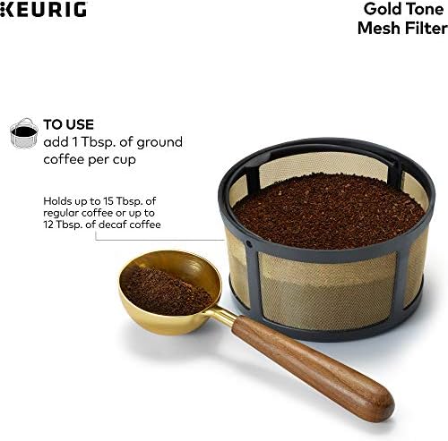 Повторно филтър за смляно кафе Keurig, съвместим само с пивоварнями Essentials и K-Duo, екологично чист начин за варене в гарафа, окото златисто кафяво