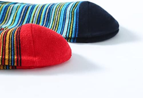 Мъжки Чорапи под роклята NKMOOS - Забавни Цветни Чорапи за мъже - Бизнес Новост, Памучни Чорапи в Ивица с модел за екипажа, 12 Опаковки