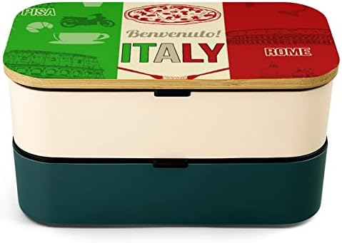 Карта Италиански Ресторанти, Флаг, Контейнер за Обяд, 2 Штабелируемых Съвременни Кутия с Вилица и Лъжица, за Вечеря Извън дома, Работата, Училището Пикник