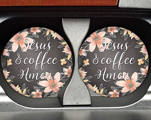 Исус и кафе Амин - 2 опаковки Керамични автомобилни каботажните за Усвояване пролитого - Кристиан подарък за Вярващите жени
