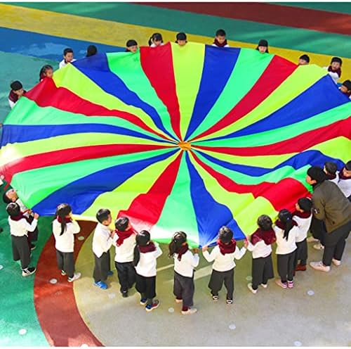 Детски парашут LRPJ с дръжки, Многоцветен Парашут за деца, за игри на закрито, на открито, Играчка за упражнения, Детска Палатка, Съвместните игри (Размер: 11 * 11 м.)