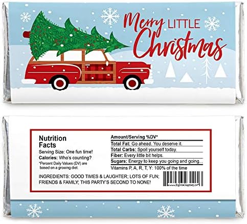 Голяма точка щастие, Весел Малка Коледна елха - Обвивка от шоколад на барове, Червена машина, Сувенири за Коледното парти - Комплект от 24