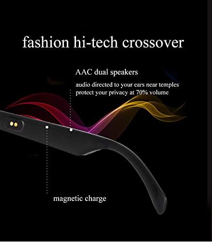 Слънчеви очила OOAVR Smart Audio Bluetooth с лещи срещу синя светлина, Подходящи за спорт на открито Шофиране Риболов, Каране на ски, Ветроходство Лов, Конна Езда Водоустойчиви леки Дълго време на готовност (черен)