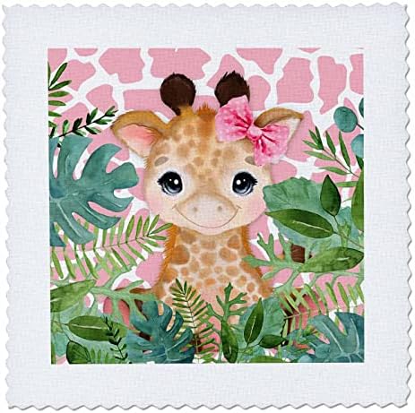 3D Розово жирафик с лък в косата за момичета в джунглата. - Юрган в клетката (qs-360893-10)