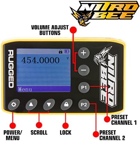 Здрав радио Nitro-BEE-X с един канал UHF Race Receiver за състезателни радиостанции, електроника и комуникации – Снабден с предпазител канал за рамо и безплатни спортни стереонаушниками