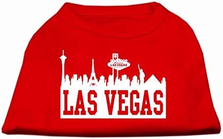 Mirage Pet Products 12-Инчов Тениска с Трафаретным принтом Las Vegas Skyline за домашни любимци, Средна, Червена