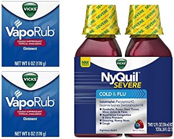 Кашлица, настинка и грип - Vicks VapoRub Средство срещу кашлица 6 унции (опаковка от 2 броя), и Vicks Nyquil СИЛНО нощно облекчение 12 унции (двойна опаковка)