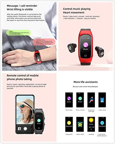 2 в 1 Умни часовници със Слушалки Умен Гривна TWS Безжична Bluetooth Слушалка Разход на Повикване Bluetooth наблюдение на сърдечната честота, Кръвното Налягане Монитор на Съня на Жените и Мъжете на Спортен фитнес-тракер