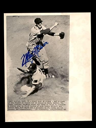 Марти Марион с Подпис на ДНК PSA 8x10 Оригинално Жично Снимка 1948 г., с Автограф от Кардиналите - Снимки на MLB С автограф