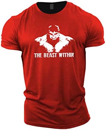 Мъжка тениска За Бодибилдинг GYMTIER - Beast Within - Тренировъчен топ За фитнес зала