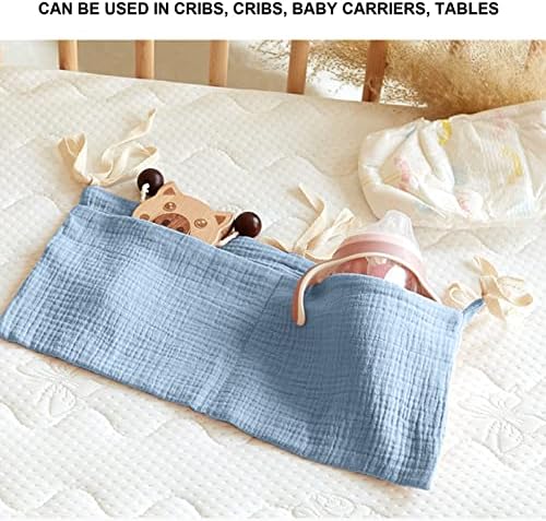 Подвесная чанта за съхранение в бебешко легло VGEBY, 2 Джоба, Детска Нощна Чанта за съхранение, Каишка, Детска Нощна чанта за съхранение на играчки (морско синьо)