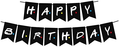 Банер Happy birthday за приятелите, Тематично Украса за парти по случай Рожден Ден, фонове, за снимки в стил приятелите на телевизионно шоу за приятелите си-Феновете (черен)