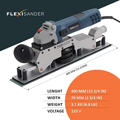Електрическа гъвкава орбитални опесъчаване машина Flexisander FS40070E 110, 15 3/4 x 2 3/4 инча, шлифует криволинейни повърхности, система за захващане с пылеудалением, сервизи ле?