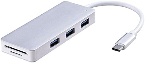 Съединители -Конвертор USB-C в 3-портов Ивица на USB 3.0, четец на карти в алуминиев корпус - (Сребрист цвят)