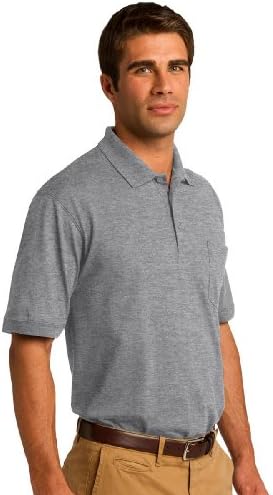 Трикотажная Поло риза с джоб от джърси Port & Company с тегло 5,5 грама