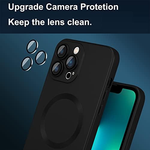 Магнитен калъф LSL за iPhone 13 Pro Max, калъф за жени и мъже, Съвместим с Magsafe, Мек устойчив на удари Защитен калъф от TPU със защита за камера - Черен