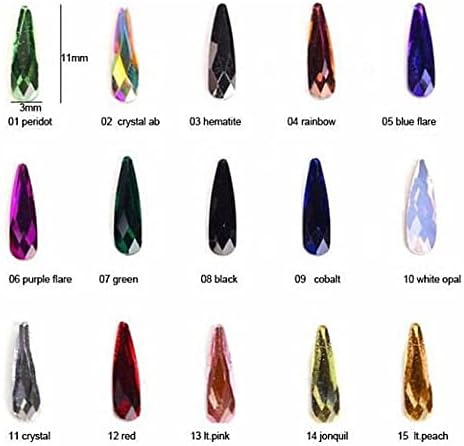 Кристали за дизайн на ноктите 3 *10 мм 20 бр/опаковане. 4 вида цветове Плоска форма с цилиндрична форма, една сълза форма Стъклени Огнено Камъни за 3D Декорация на нокти EWTHG - (Цвят: Бял опал 20 бр.)