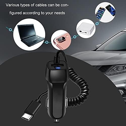Зарядно за кола BoxWave, съвместимо с преносим монитор FYHXele със сензорен екран M156DT (15,6 инча) - зарядно за Кола Плюс Допълнителен USB-порт за зарядно за кола с вграден кабел - Черен