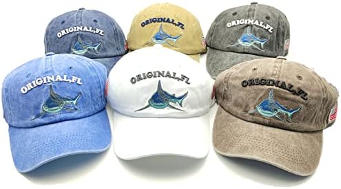Акула бродирани памук бейзболни шапки се измиват проблемни татко шапка Реколта регулируема възстановяване на предишното положение шапки за мъже, жени, деца