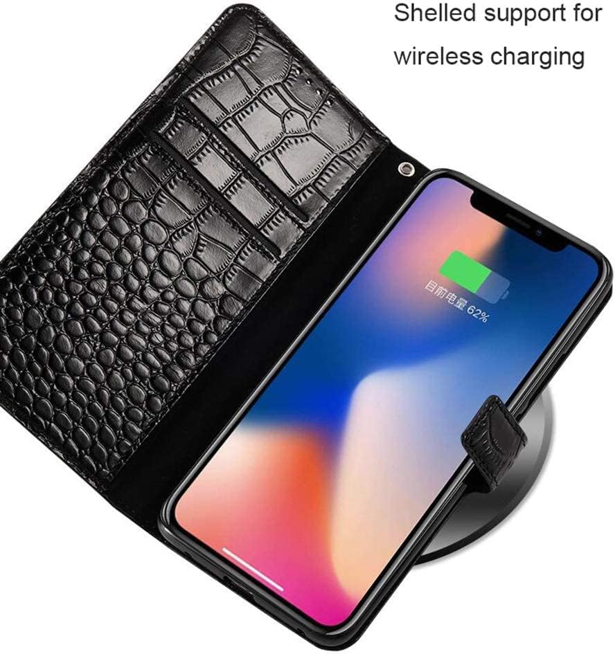 Калъф-сгъваем HOUCY с магнитна закопчалка, една чанта-портфейл от естествена кожа с текстура на крокодил, с отделения за карти и слот за пари за Apple iPhone Xs / Xr / Xs Max (Цвят: кафяв размер: 5,8 инча)