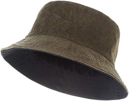 Обръщане на кофа шапки за жени, памук Кепър платно кожена Слънцето Риболов капачка мода шапка Пакуемый
