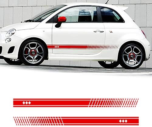 Подходящ за Fiat 500 ABS Пластмаса Автомобилна Спортна Стикер Ивица На Дверную Панел Стикер За Автомобил Колата Стикер В Страничната Лента, Стикер на предния Капак Стикер 183 *11 type2 червен