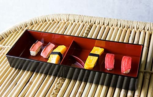 ПИНЬЯТАС ОЛЕ, Червено-Черна японската дълга кутия за бэнто с разделители, 3 отделения, Комплект от 4 чинии - Любим декор!!!