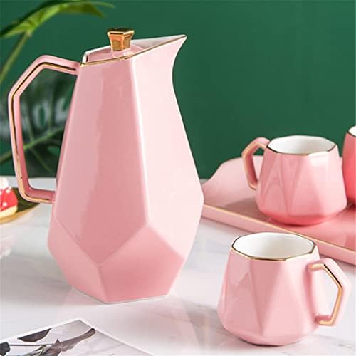 TREXD Керамични Кафе чай в скандинавски стил с розов със златен ръб, Чай гърне, набор тави, употребявани за чаши, украси за дома за готвене, украса (Цвят: E, размер: както е показано на фигурата)