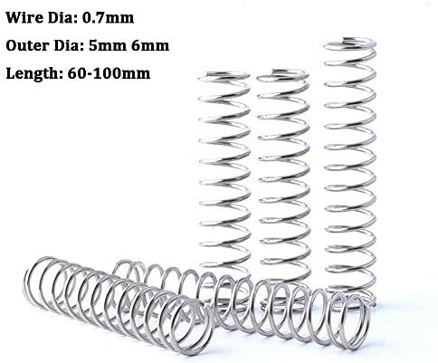 Пружина компресия Возвратная пружина Пружина компресия Диаметър 0,7 мм Бяло Поцинкована пружина напрежение Хардуерни Аксесоари Външен диаметър 5 мм, 6 мм и 10 бр. (Дължина: 0,7 х 6 х 90 мм)