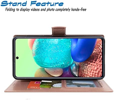 Thousandgear, съвместим с Samsung Galaxy A71 5 ГРАМА (не е подходящ за A71 4G), една чанта-портфейл със закалено стъкло, калъф от изкуствена кожа премиум-клас с магнитна закопчалка, поставка за карти, флип-броня от