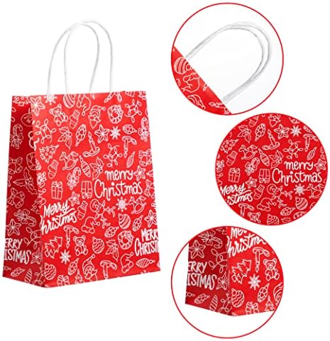 JOYIN 24 бр. червени коледни подаръчни торбички, подаръчни пакети с 6 дизайнами за коледни партита, опаковъчен пакет за подаръци
