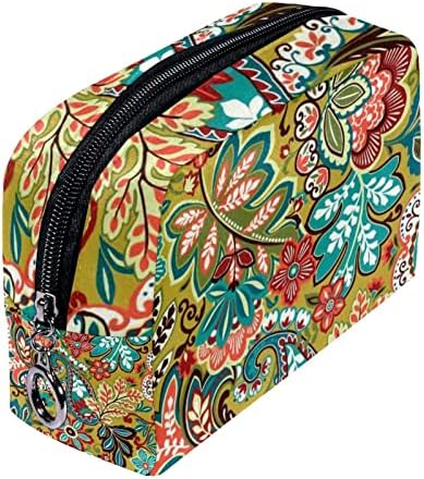 TBOUOBT Козметични чанти, козметични Чанти за жени, Малки Пътни Чанти За грим, Реколта Есенни Цветя Пейсли