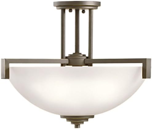 Окачен лампа Kichler Eileen 14,5 3 Light с мек покрив, Обърнат или Полузаподлицо, с матирано Опаловым стъкло в рамка Olde Bronze®