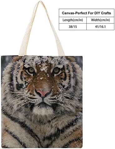 Страхотен Снежен Тигър Холщовая Чанта-Тоут Множество Продуктова Пазарска Чанта През Рамо за Офис Пътуване