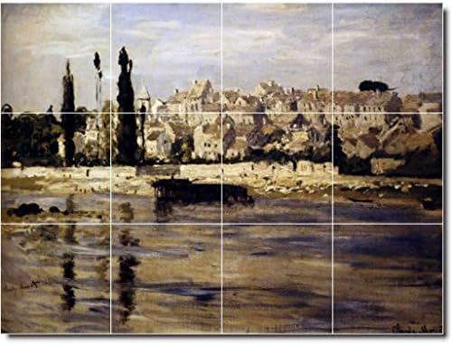 Стенни рисувани от керамични плочки -Крайбрежната картина на Клод Моне 111, 48 W x 36В (12) Плочки 12x12