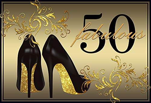 MEHOFOTO Златен Фон за Снимка, Страхотна 50 Жени на Високи Токчета цвят Шампанско 50th Happy Birthday Party Банер Фонове, за Снимки 8x6ft