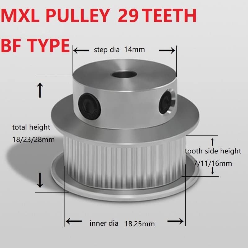 Feaphion MXL 29 Зъбите Шайба Синхронни колела MXL Ширина на Колан 6/10/15 мм резервни Части за Ременного ролка за металообработващи машини с ЦПУ (Цвят: 19 мм, Размер: 11 мм (с каишка от 10 мм)