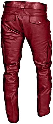 Мъжки Кожени Панталони Премиум-клас, Есен-Зима, Дебнещ Ежедневни Панталони в стил пънк с Ультравысокой Текстура, Улични Панталони С джобове