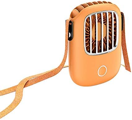 DULPLAY Мини Ръчен Вентилатор 3 Скорости Регулируеми Окачен Вентилатор За Охлаждане на Шията USB Зареждане Въздушен Охладител за Домашно Училище Офис Употреба Orange 4,5x3,5x1,2 инча