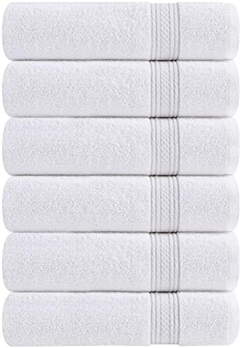 Комплект кърпи Utopia Премиум клас- 1 Памучен гъба бял цвят (12x12 инча), опаковка от 24 броя с 1 Бяла кърпа за ръце 600 ГОРИВО (16x28 инча), опаковка от 6