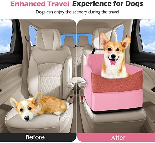Столче за кола Krisimil Dog за малки и Средни кучета с тегло до 30 килограма, Безопасно и Удобно Розово столче за Кола за кучета