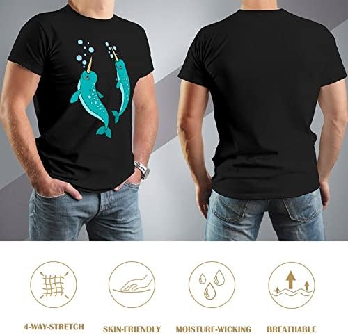 WEEDKEYCAT Narwhal Мъжки Ежедневни Ризи Памук Забавен Топ С Графичен Принтом, Тениска L