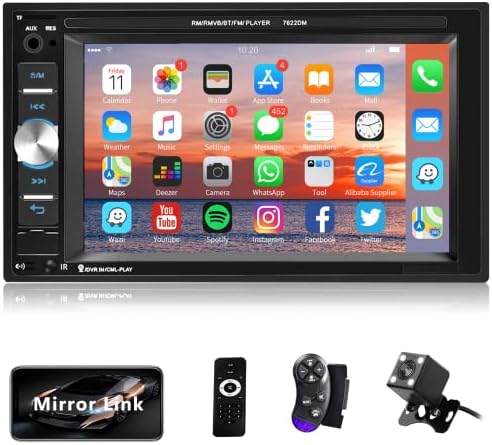Авто Мултимедиен плейър Авто Стерео Радио с двоен Din, Rimoody 6,2-Инчов Сензорен екран, Bluetooth Радиото в автомобила MP5 Плейър USB SD Допълнителен Вход FM-радио Резервната Камера за задно виждане