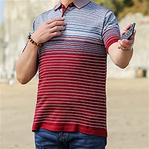 CXDTBH Летен топ с къс ръкав за мъже на средна възраст, мъжки тениски с къс ръкав, Лятна Свободна тънка тениска за хора на средна възраст (Цвят: D, Размер: XXL Код)