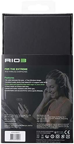 Безжични спортни слушалки ERATO Rio True - Водоустойчива, съвместими с Bluetooth, с микрофон - Черен (AERO03BK)