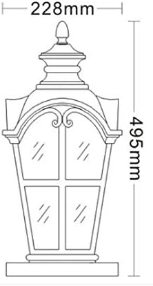 LXXSH Нов Китайски Стил Колона Главоболие Лампа Водоустойчив Вила Led Врата на лампата Открит Градински лампа Външен Стенен монтаж, лампа, стълб на Вратата на Лампа (Размер: 495 мм * 228 мм)
