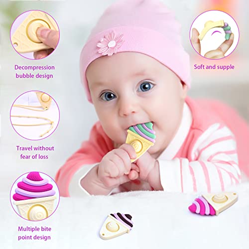 Детски Играчки за никнене на млечни зъби FATEORT за деца от 6-12 месеца, Силиконови детски играчки за дъвчене под формата на сладолед с мехурчета, които не съдържат BPA, които Правят Дискомфорт във венците при деца