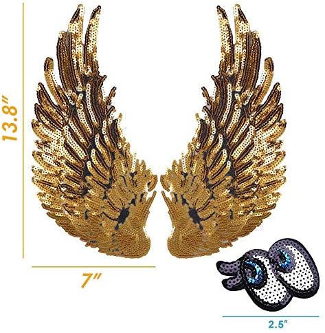 LOVEINUSA 13 БР. Комплект за плетене на станове и Помпонов и Апликация във формата на Крилата на Ангела Златни